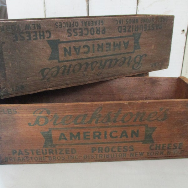 Wood Cheese Boxes, Breakstone American Cheese and Lily Lake Process Cheese Boxes, Repurposed into File Boxes.