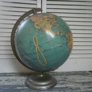 Cram's Universele Terrestrische Bol 10 1/2 Inch" George F. Cram & Company. Zeldzame goede staat