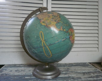 Cram&#39;s Universal Terrestrial Globe 10 1/2 Inch&quot; George F. Cram & Company. Rzadki Dobry stan