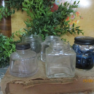 Collection of 5 Vintage Ink Bottles, Skrip Ink Bottle, Ink still in Bottle, Parker Quink Bottle, Display Items, Small Flower Vases