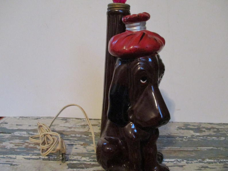 Basset Hound with Hangover Bar Light Enesco Red Ware Japan Dog with Ice Pack on it/'s head,
