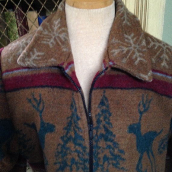 Vintage 80s Southwest Blanket Jacket Coat Bohemian