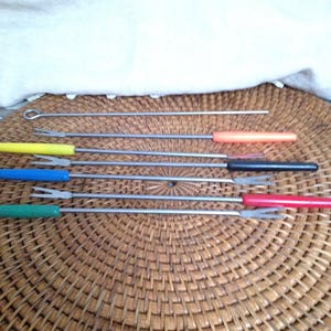 Fondue Forks Made in Japan Stainless Steel Colored Handles 7 Piece Set