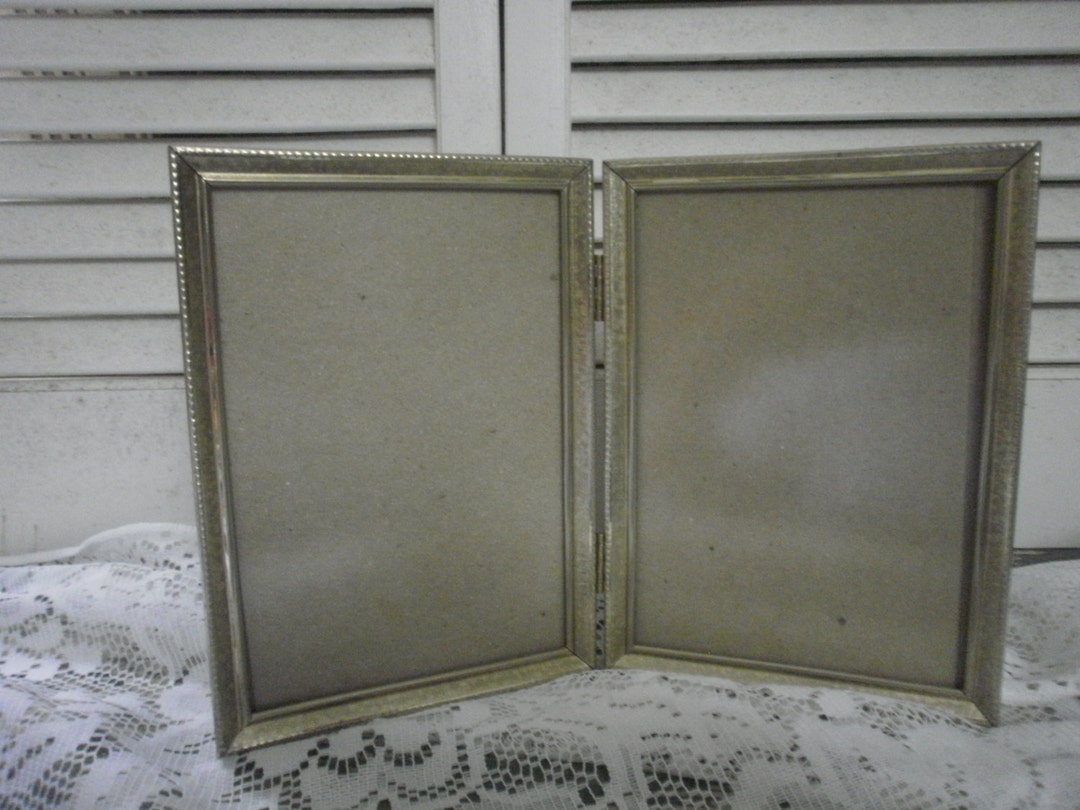 5x7" Double Metal Vintage Picture Frame Gold Tone Stand up Frame - Etsy
