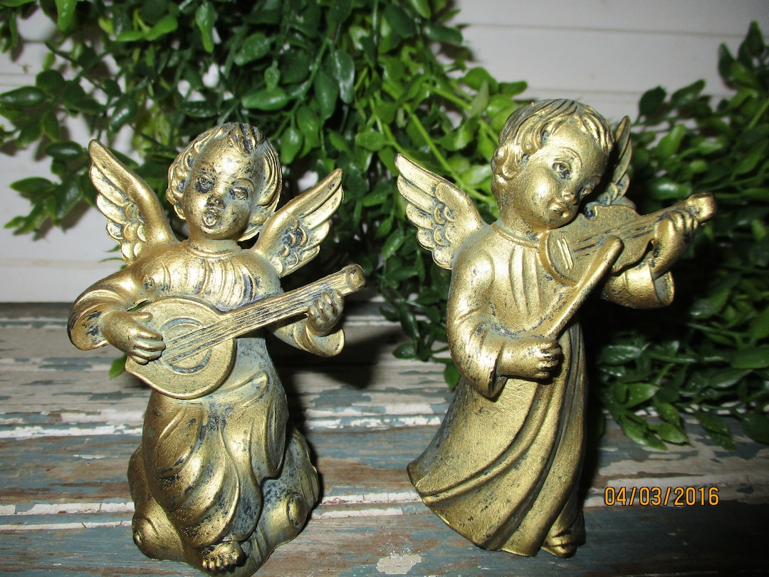 Italian Angels Playing Instruments, Gold Angel Figures, Angelic