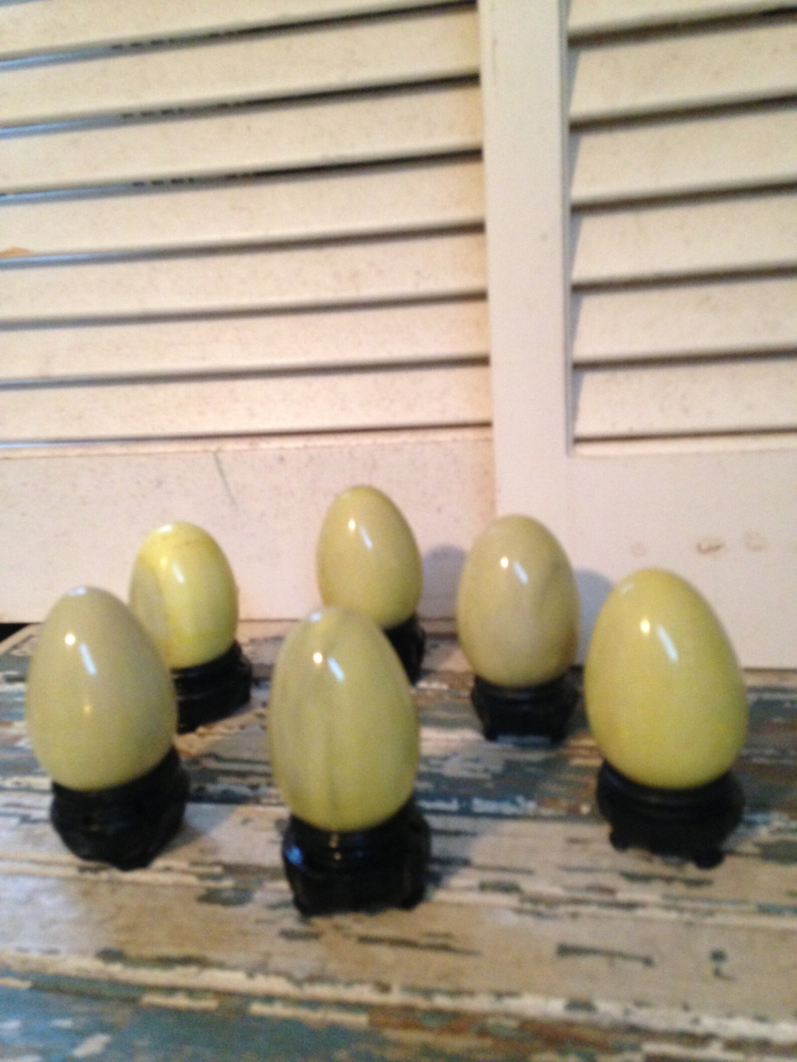 Glass Marble Eggs Green Yellow and Pink Agate Eggs With Black Etsy