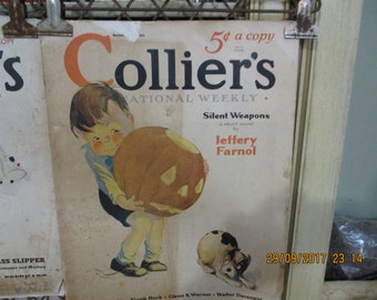 Vintage Collier&#39;s Weekly Magazine, 31 października 1931, 59 stron, niektóre czarno-białe i kilka kolorowych, stara reklama.