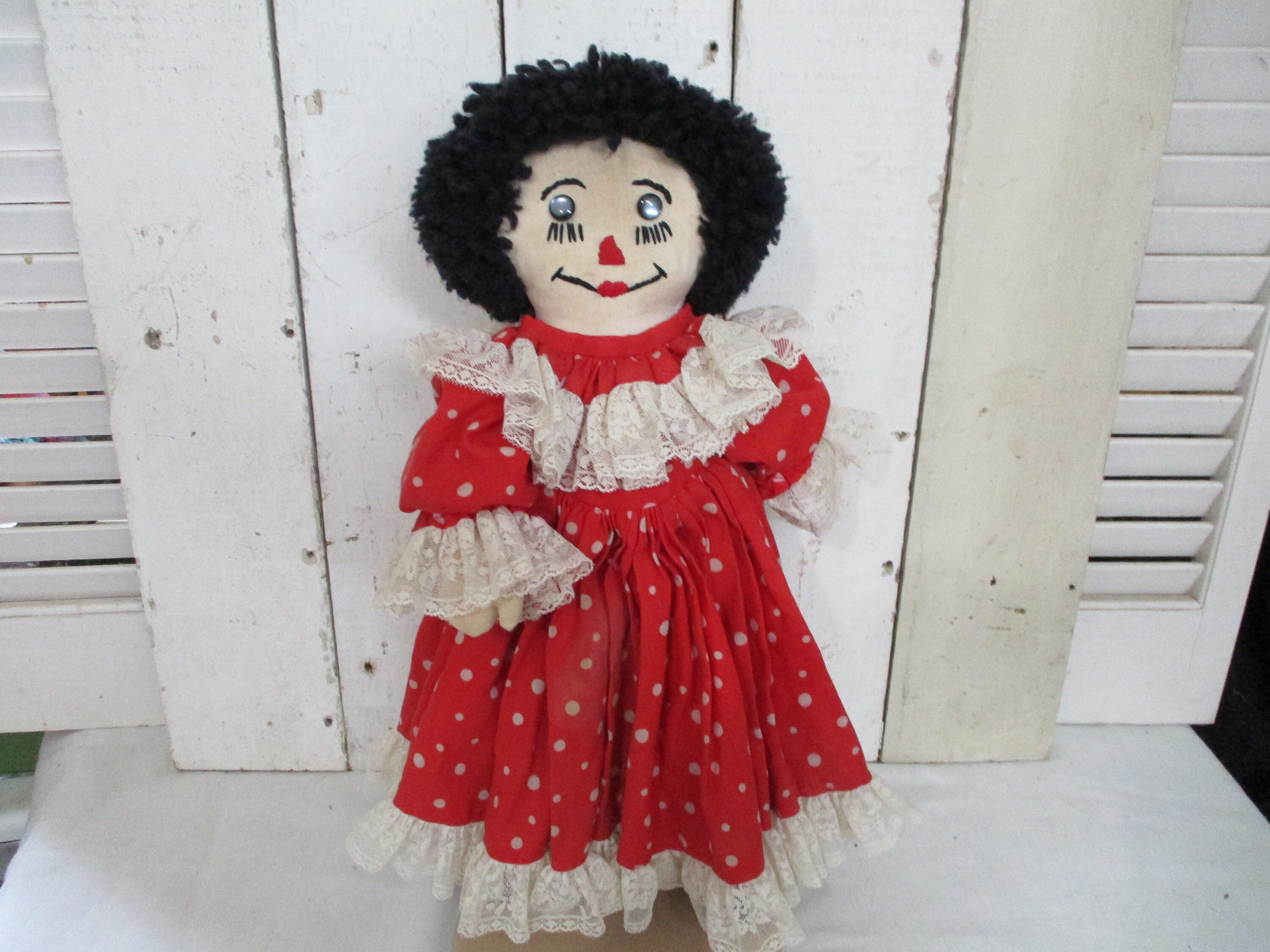 strapless open back dress Raggedy Ann 15 Inch Handmade Doll