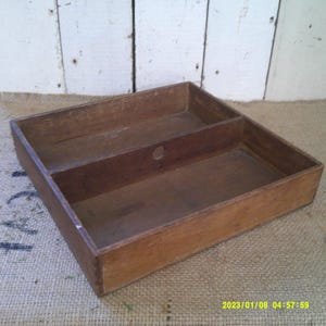 Antique Prim Utensil Cutlery Box Tray Cutout Handle Dark Aged Patina Farmhouse