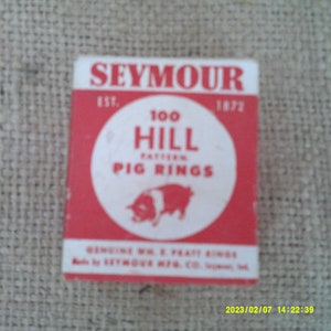 Seymore Ringers, No. HM, Genuine Wm. E. Pratt Ringers, Made by Seymour Mfg. Co. Seymour Ind. 100 Pig Rings, Keeps pigs from rooting.