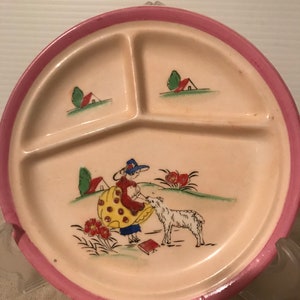 Adorable 3 Section Childs Feeding Plate, Mary Had a Little Lamb, stamped Japan