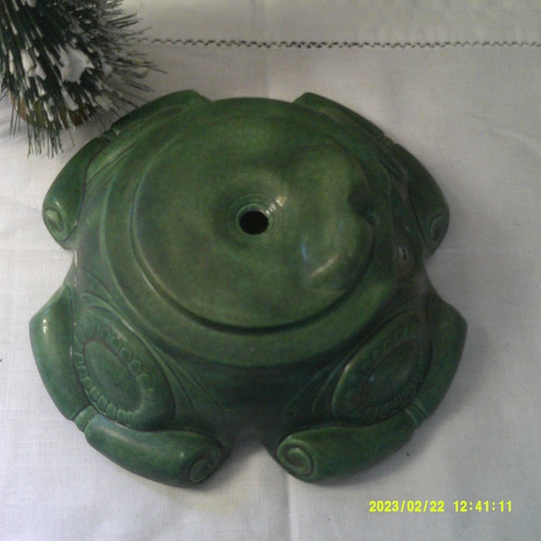 Missing a Christmas Tree Base?  Ceramic Christmas Tree Base, Green Base, 8 1/2 inches across and 3 inches tall, 2 Holes for wires.