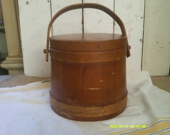 Wood Firkin Sugar Box, with lid