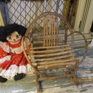 Twig Rocker, Doll Chair, Adorable Rustic Garden Chair For Plants, Adirondack style, Indoor Garden, Gnome Fairy Garden, Hand Crafted.