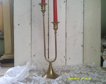 Silvestri Brass Candleholder, Double