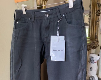 NOS Designer Givenchy Pantalon Black Denim Jeans with Side Stripe Size 36