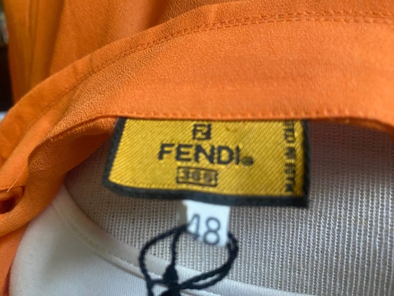 Fendi, Designer FENDI Sheer Vibrant Orange Blouse Resort Wear Size 48