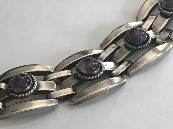 GORGEOUS Sterling Silver 925 Ornate Amethyst Cabo… - image 3