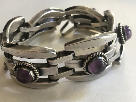 GORGEOUS Sterling Silver 925 Ornate Amethyst Cabo… - image 2