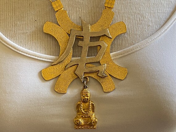 Designer Runway Statement Buddha Necklace Kenneth… - image 3