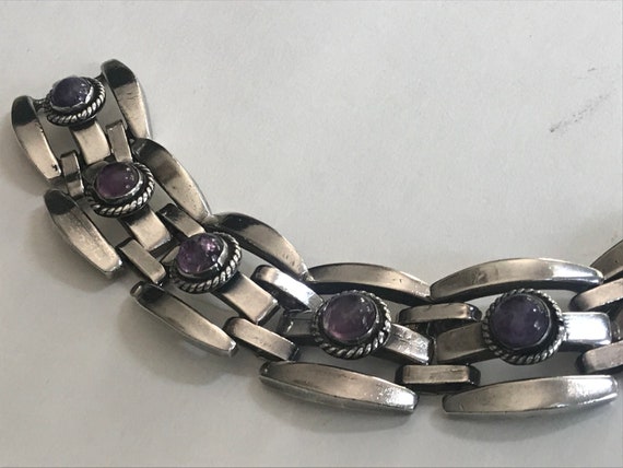 GORGEOUS Sterling Silver 925 Ornate Amethyst Cabo… - image 8