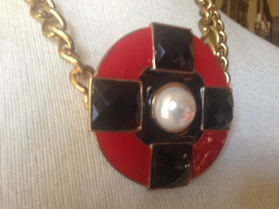 Designer KJL Kenneth Lane MOD Enamel Faux Pearl G… - image 3