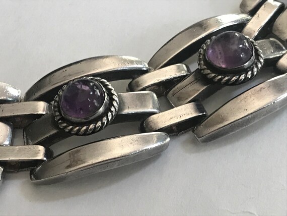 GORGEOUS Sterling Silver 925 Ornate Amethyst Cabo… - image 4