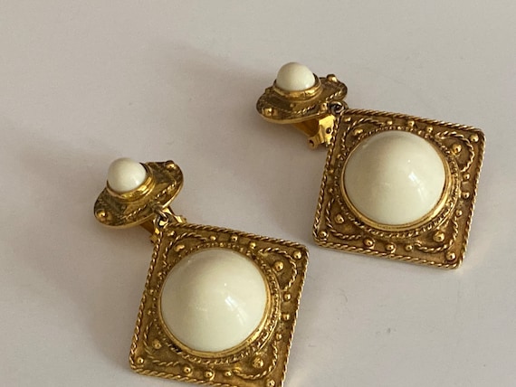 Designer Etruscan Kenneth Lane KJL White Cabochon… - image 5