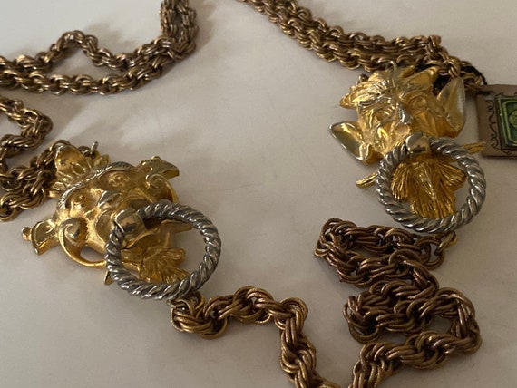 Vintage Designer Lucien Piccard Runway Statement Figural Door Knocker Style Necklace Signed Gold to Be Silver Tone NWT DOS Etsy Canada