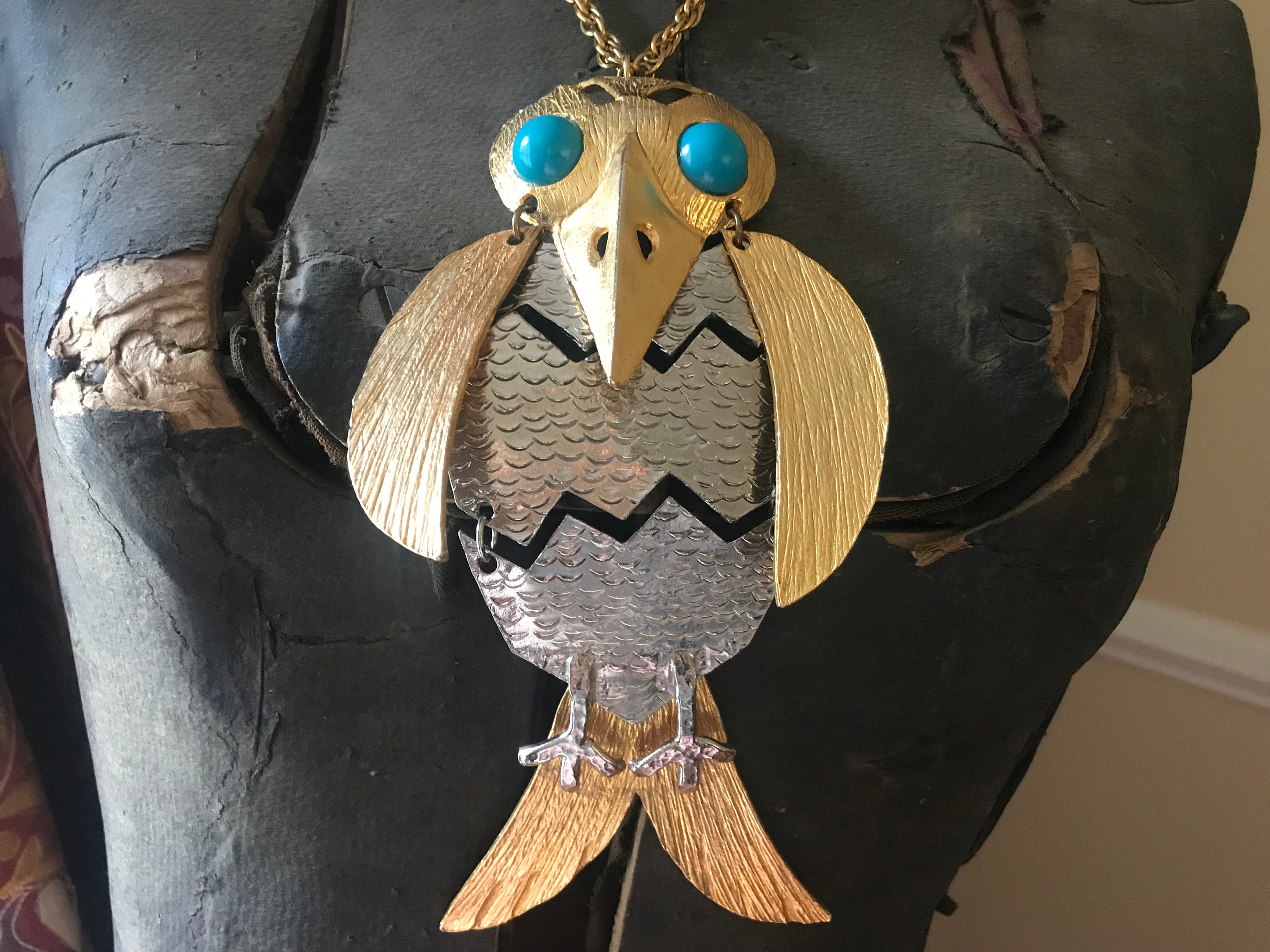HUGE RARE Designer Kenneth Lane KJL Etruscan Articulated Bird | Etsy