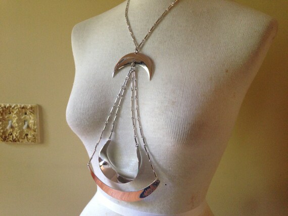 RAREST 1960's MOD Chrome Trifari Space Age Neckla… - image 5