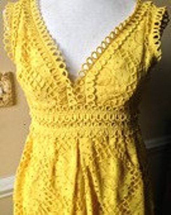 Beautiful Lillie Rubin Sunshine Yellow Lace Sleev… - image 1