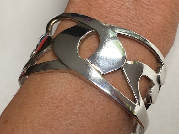 アクセサリー Vintage Silver Wide Wave Caff Bangle 925 Vintage Silver Wide Wave Style Design Cuff Bracelet 925