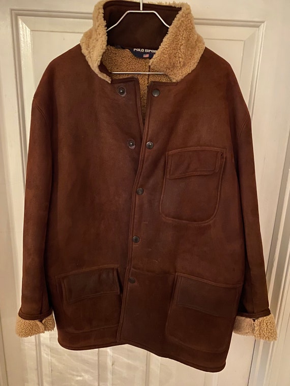 Rare Polo Ralph Lauren Sport Vintage Brown Rancher Style Shearling