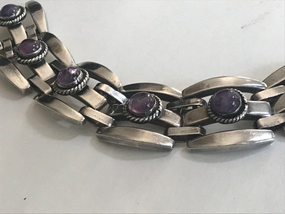GORGEOUS Sterling Silver 925 Ornate Amethyst Cabo… - image 5