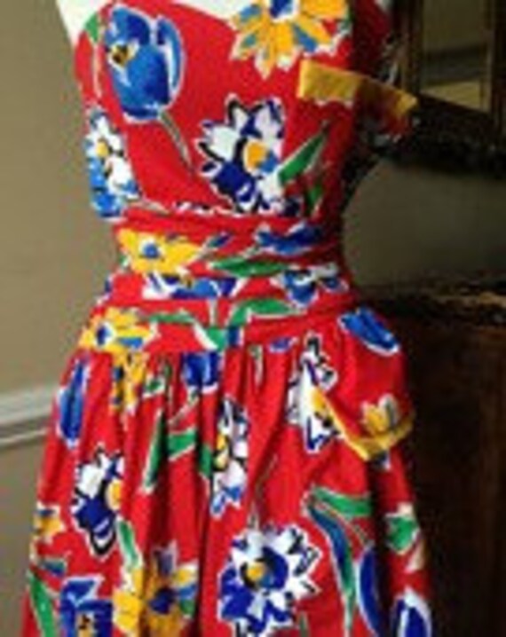1980's Flirty Fun Floral Party Dress Special Time… - image 2