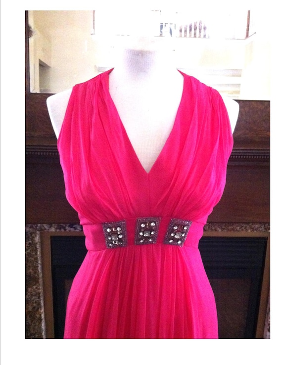 Vintage Early 60s Stunning Hot Pink Floor Length … - image 1