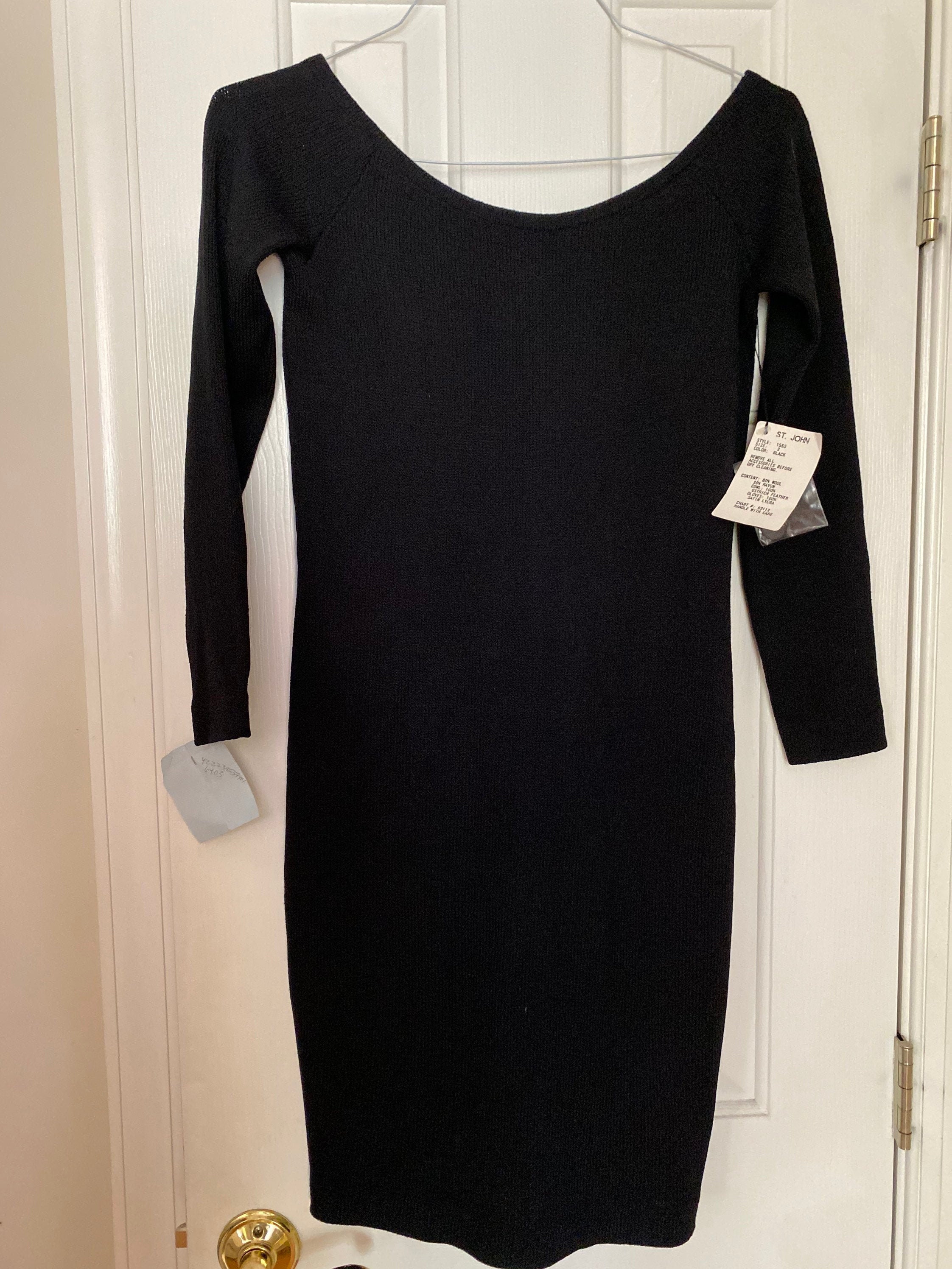 Designer St John Knits by Marie Gray Classic Elegant Black Long Sleeve ...
