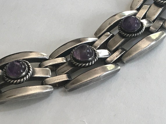 GORGEOUS Sterling Silver 925 Ornate Amethyst Cabo… - image 7