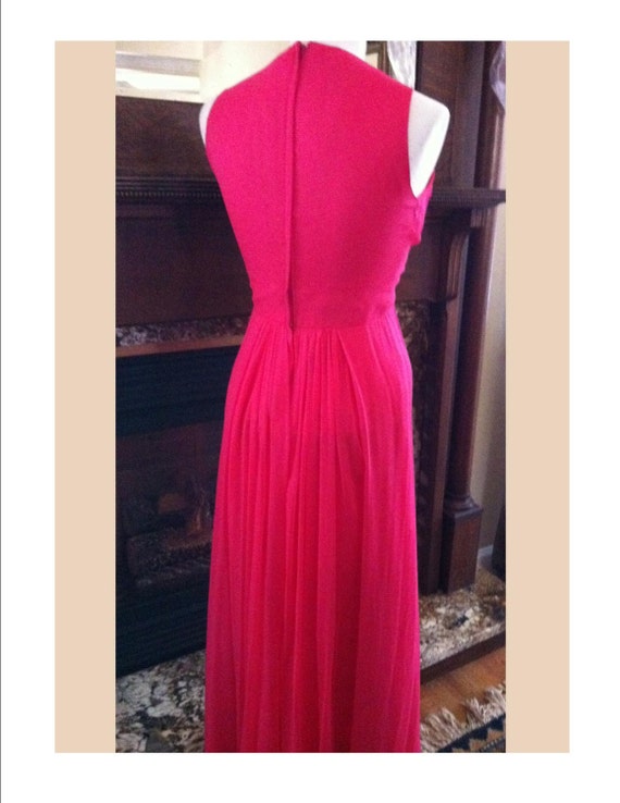 Vintage Early 60s Stunning Hot Pink Floor Length … - image 4