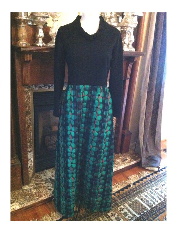 Plur Vintage Black Maxi Dress Stretch Knit Fitted… - image 1