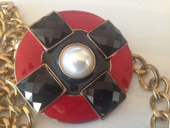 Designer KJL Kenneth Lane MOD Enamel Faux Pearl G… - image 1