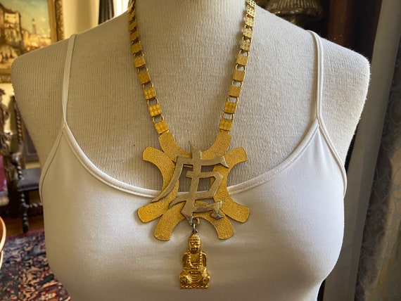 Designer Runway Statement Buddha Necklace Kenneth… - image 1