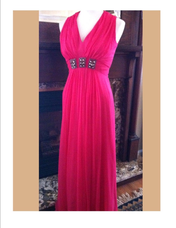 Vintage Early 60s Stunning Hot Pink Floor Length … - image 3