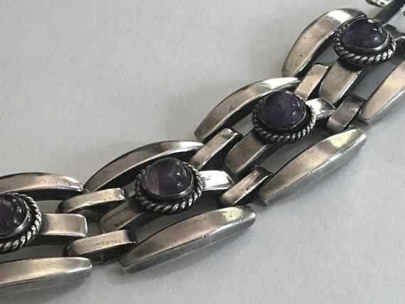 GORGEOUS Sterling Silver 925 Ornate Amethyst Cabo… - image 6