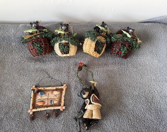 Vintage Black Bear Fishing Rustic Ornaments