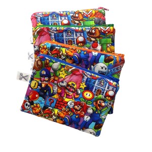 Super Mario Kleine Kosmetiktasche Geldbeutel Täschchen Peach Bowser Luigi Joshi  Wario Schminktäschchen Reißverschluss handmade