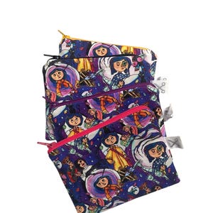 Coraline Neil Gaiman Kleine Kosmetiktasche Geldbeutel Täschchen Schminktäschchen Handmade Minitäschchen