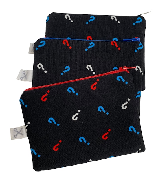 Drei Fragezeichen Kids Kleine Kosmetiktasche Geldbeutel Täschchen Handmade Genäht Schminktäschchen Detektiv Reißverschluss