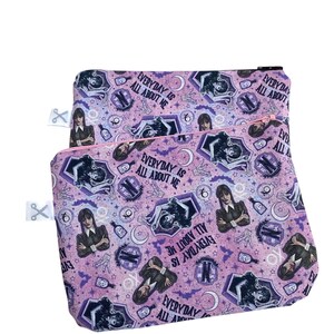 Miércoles Addams Kleine Kosmetiktasche Täschchen Addams Family Schminktäschchen Handmade Reißverschluss Reise-Täschchen
